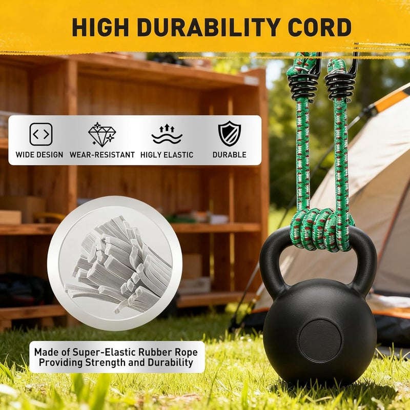 ELEAD Bungee Cords Heavy Duty Outdoor: 20 Pcs Premium Rubber Bungee Cords with Hooks in a Storage Jar Includes 10", 18", 24", 30", 36", 48" Bungee Cord for Camping, Tent, Fastening Items - Image 5